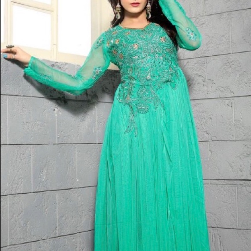 Green net dress